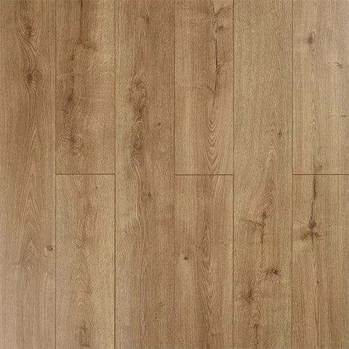 Tawny oak wood flooring with natural grain, warm tone planks in close-up view