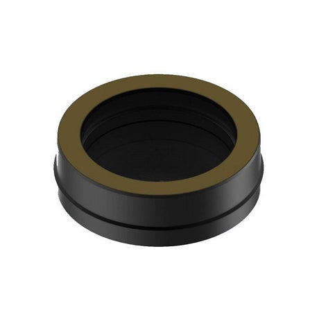 100mm black Solinox tee cap with drain, designed for efficient drainage and seamless connections in plumbing systems.