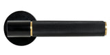 Matt black and brass door handle with textured grip, shown in side profile