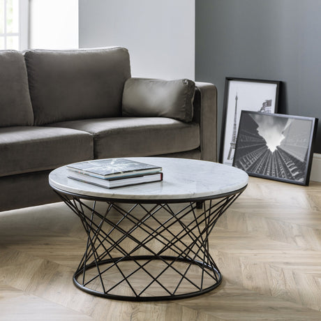 Trevi Real Marble Coffee Table - White - TRE101
