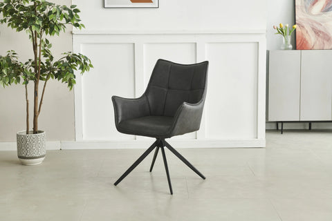 Charcoal PU Dining Armchair - Contemporary Comfort for Your Space