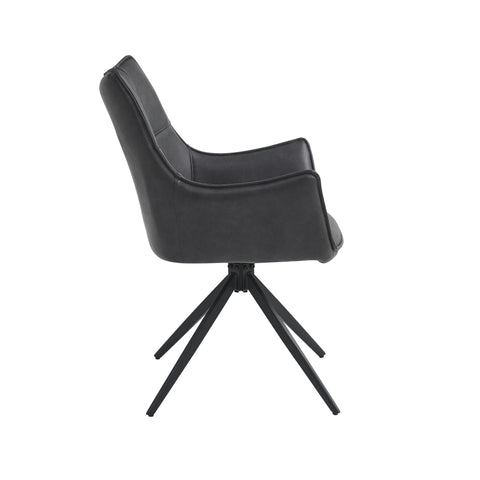 Charcoal PU Dining Armchair - Contemporary Comfort for Your Space