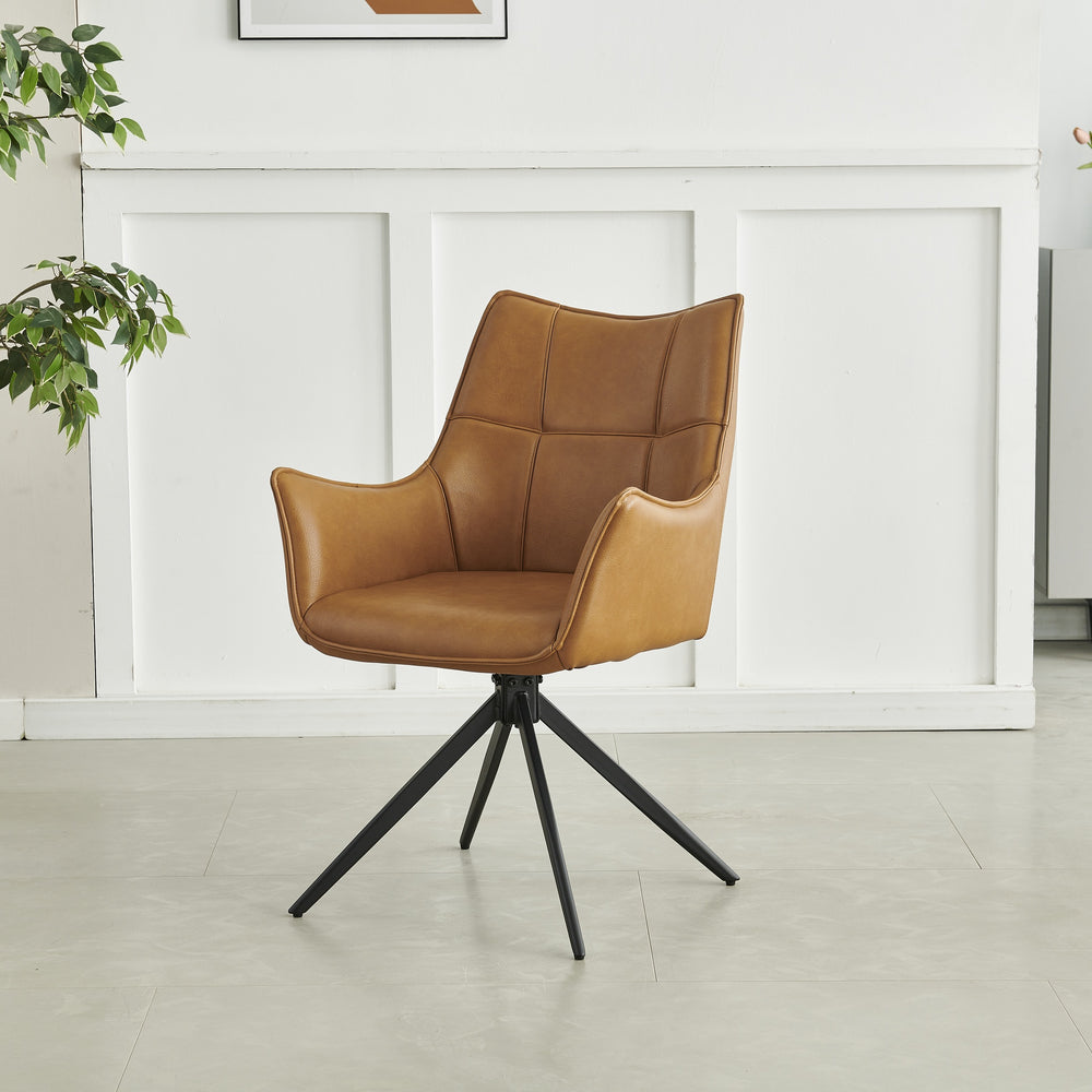 Stylish Tan PU Dining Armchair for Modern Homes