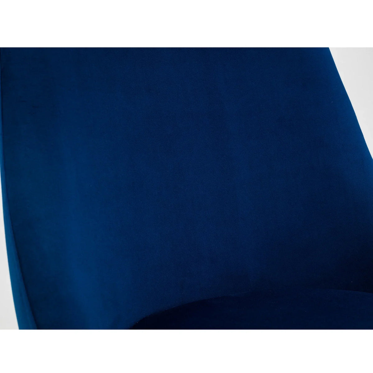 Close up of blue fabric cantilever chair backrest