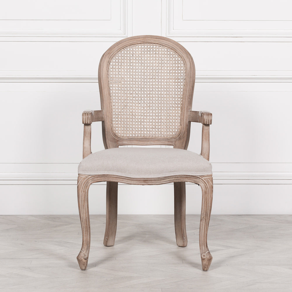 Wooden Carver Louis Upholstered Dining Arm Chair