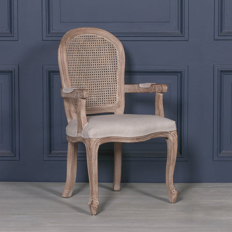 Wooden Carver Louis Upholstered Dining Arm Chair