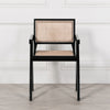 Black Painted Wooden Cane Dining Chair