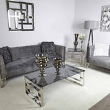 Apex Stainless Steel Coffee Table Smoked Glass Top - Dsp