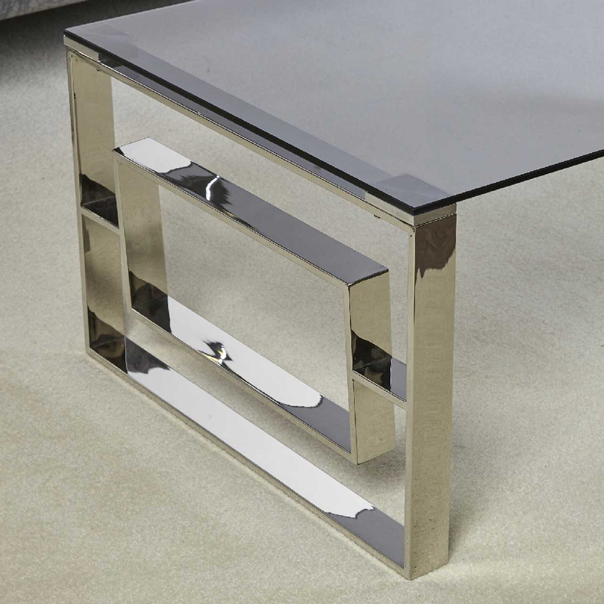 Apex Stainless Steel Coffee Table Smoked Glass Top - Dsp