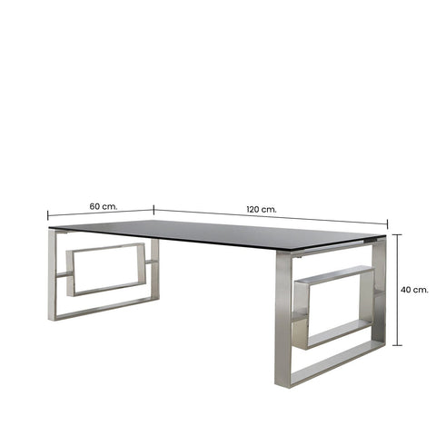 Apex Stainless Steel Coffee Table Smoked Glass Top - Dsp