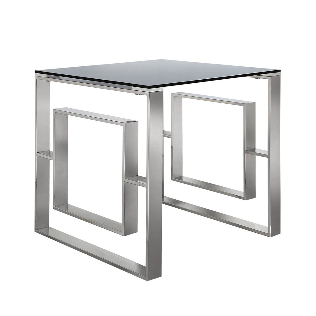 Apex Stainless Steel End Table Smoked Glass Top-Dsp