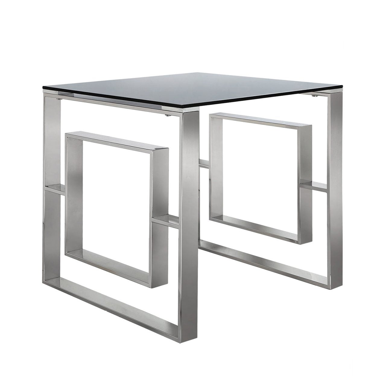 Apex Stainless Steel End Table Smoked Glass Top-Dsp