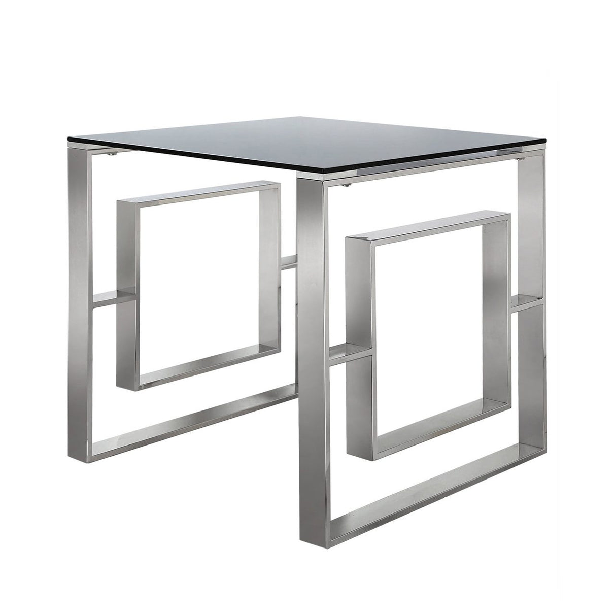 Apex Stainless Steel End Table Smoked Glass Top-Dsp