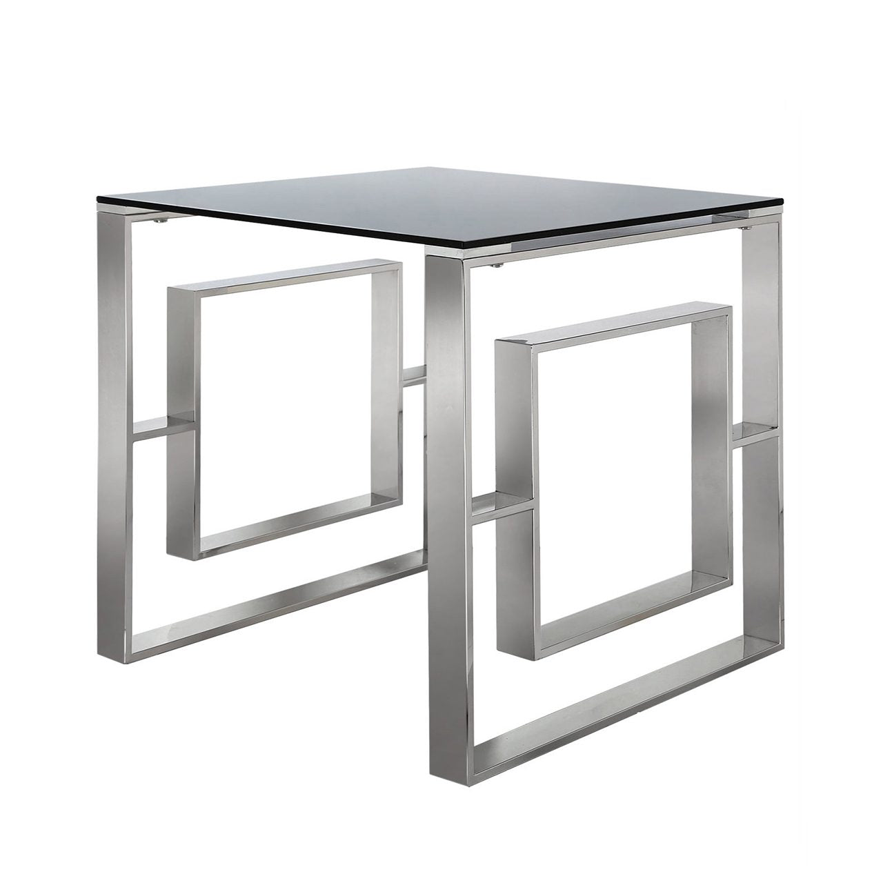 Apex Stainless Steel End Table Smoked Glass Top-Dsp