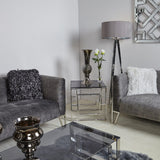 Apex Stainless Steel End Table Smoked Glass Top-Dsp
