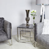 Apex Stainless Steel End Table Smoked Glass Top-Dsp