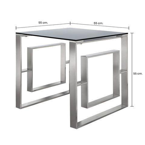 Apex Stainless Steel End Table Smoked Glass Top-Dsp
