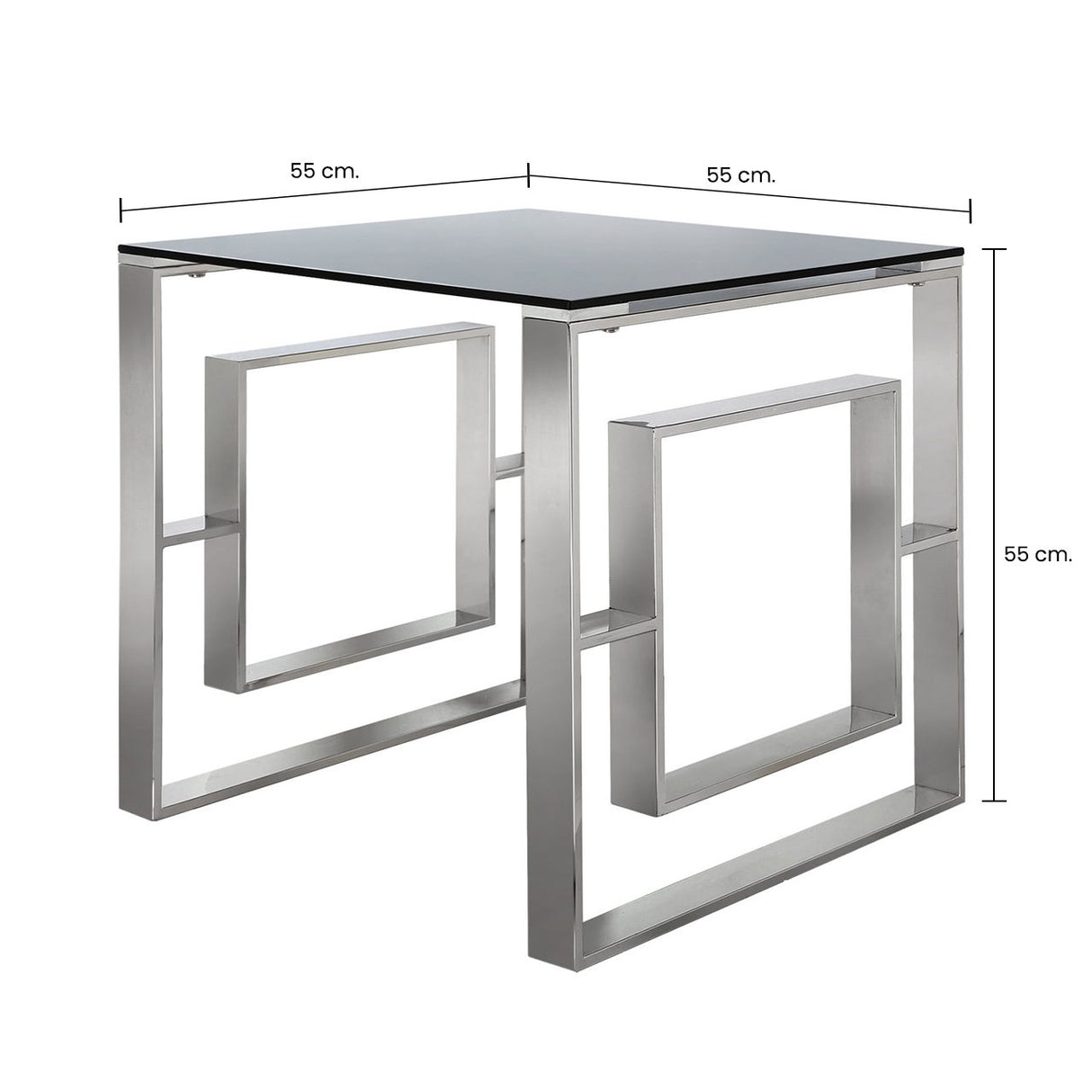 Apex Stainless Steel End Table Smoked Glass Top-Dsp