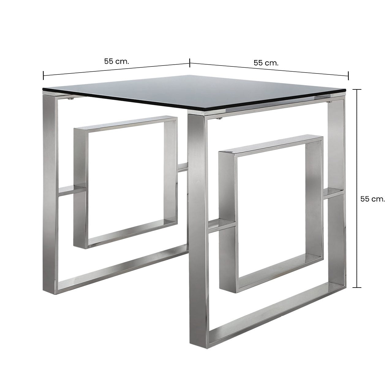 Apex Stainless Steel End Table Smoked Glass Top-Dsp