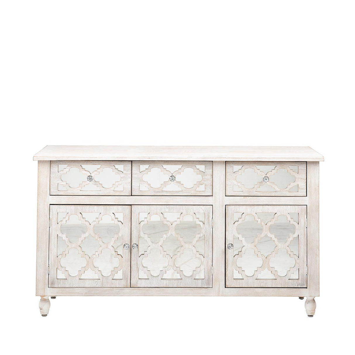 Hampton Beach 3 Door 3 Drawer Cabinet Washed Ash And Mirror - Dsp