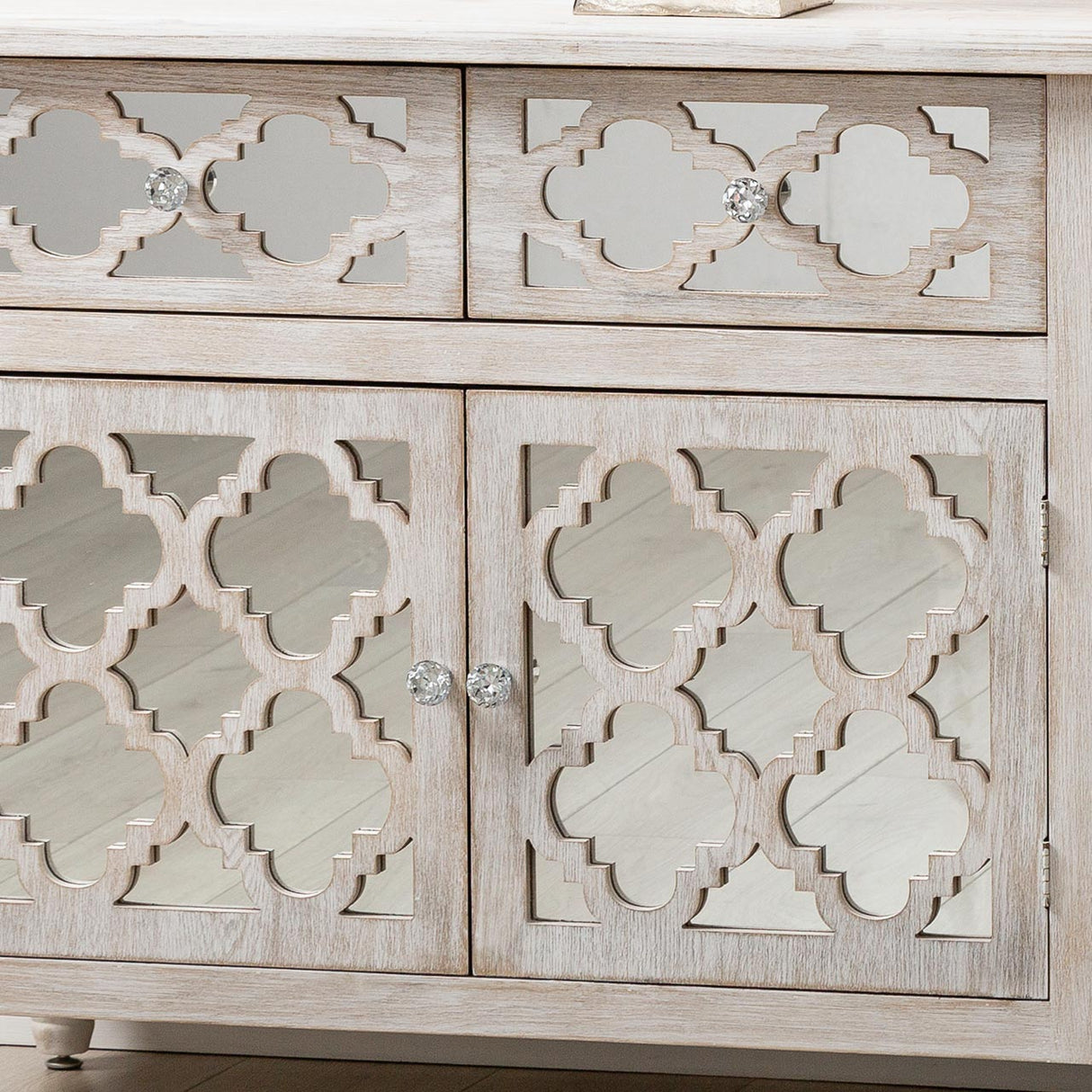 Hampton Beach 3 Door 3 Drawer Cabinet Washed Ash And Mirror - Dsp