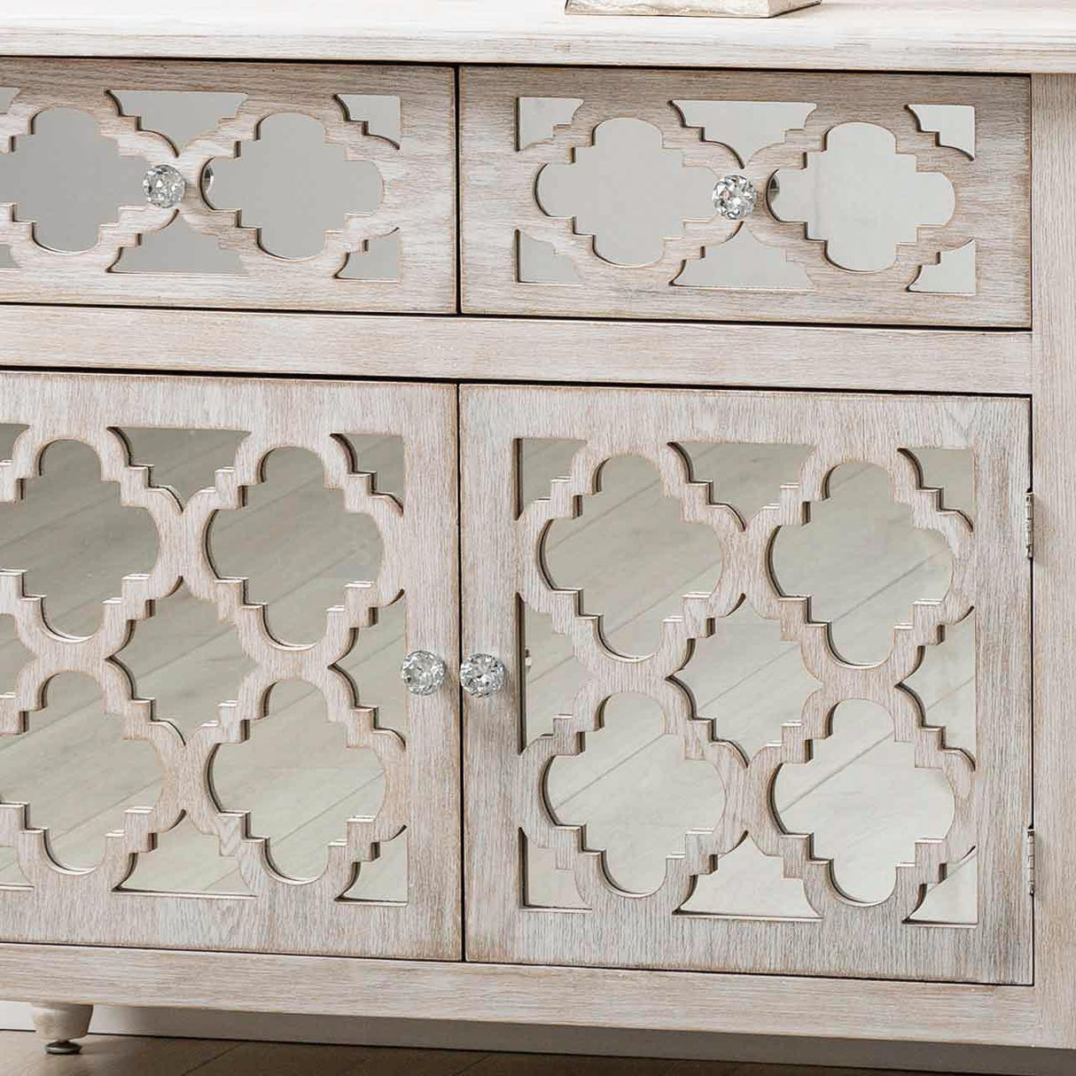 Hampton Beach 3 Door 3 Drawer Cabinet Washed Ash And Mirror - Dsp