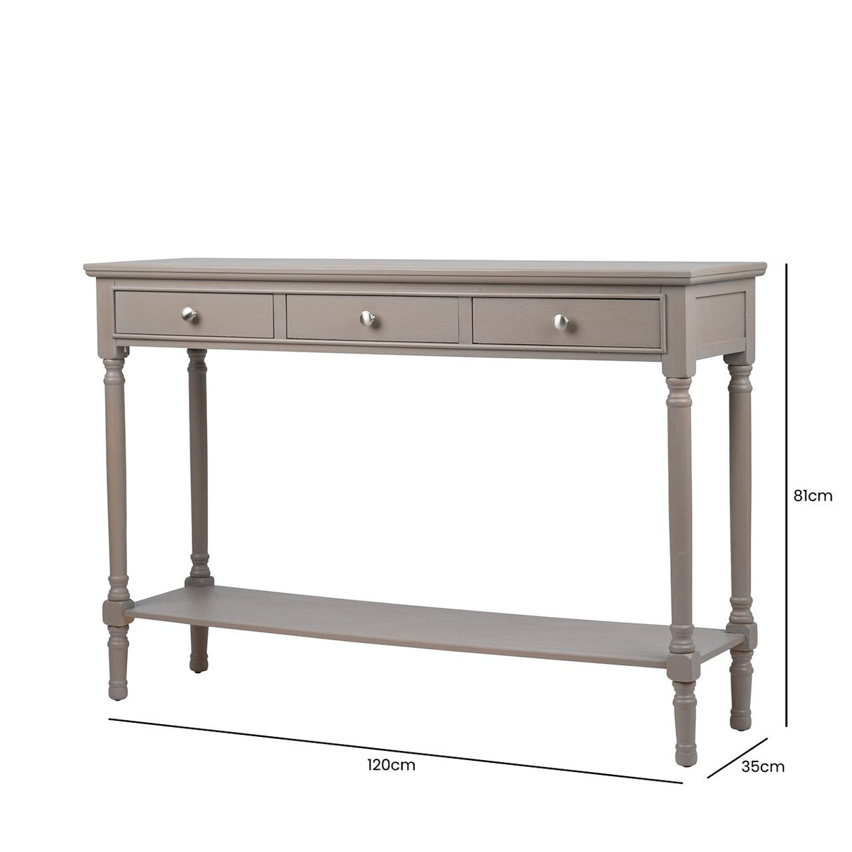 Delta Large 3 Drawer Console Table Taupe - Ball Handle-Dsp