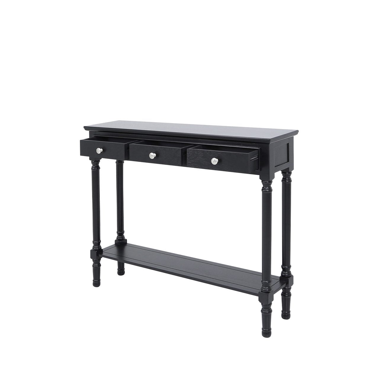 Delta Medium 3 Drawer Console Table Black - Ball Handle-Dsp