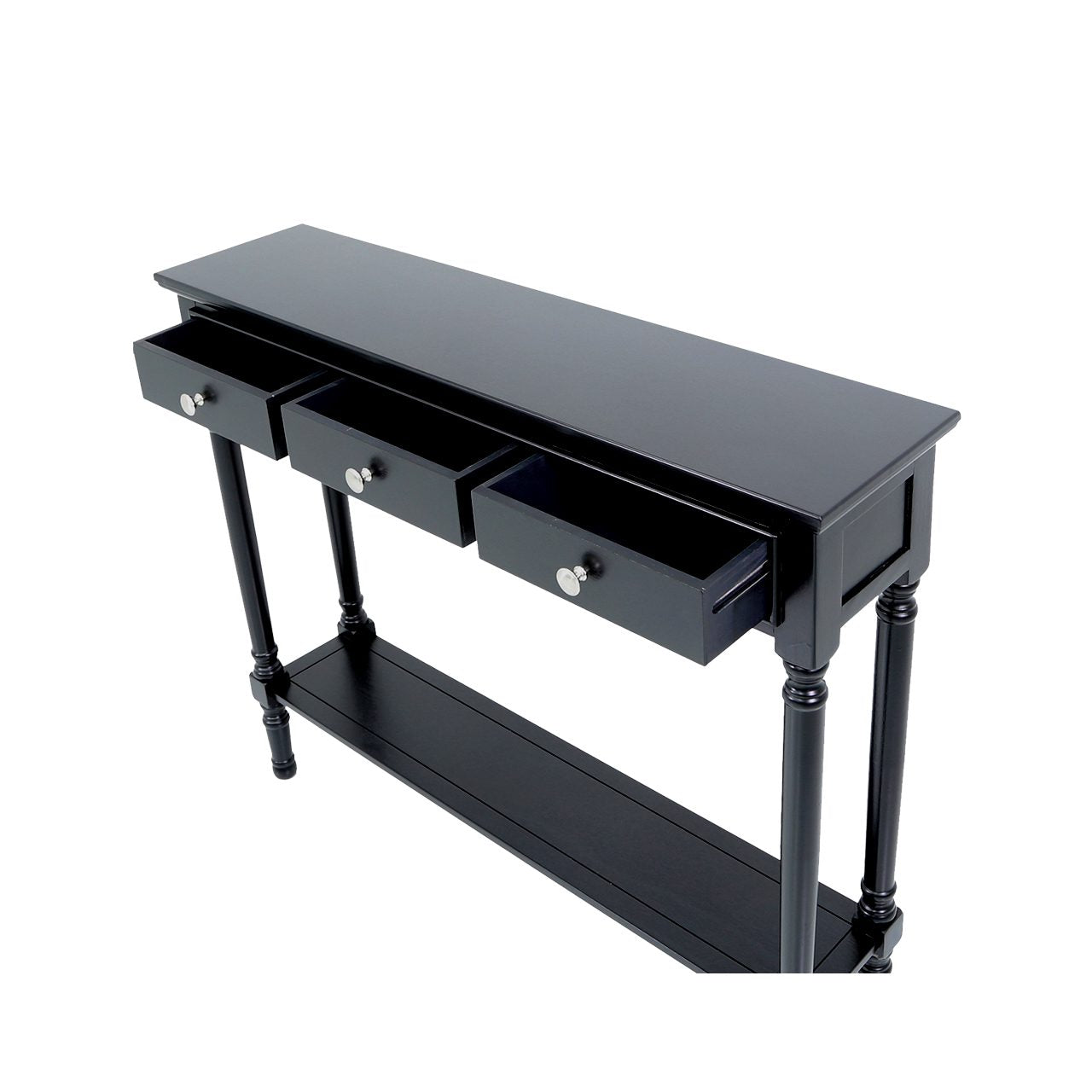 Delta Medium 3 Drawer Console Table Black - Ball Handle-Dsp
