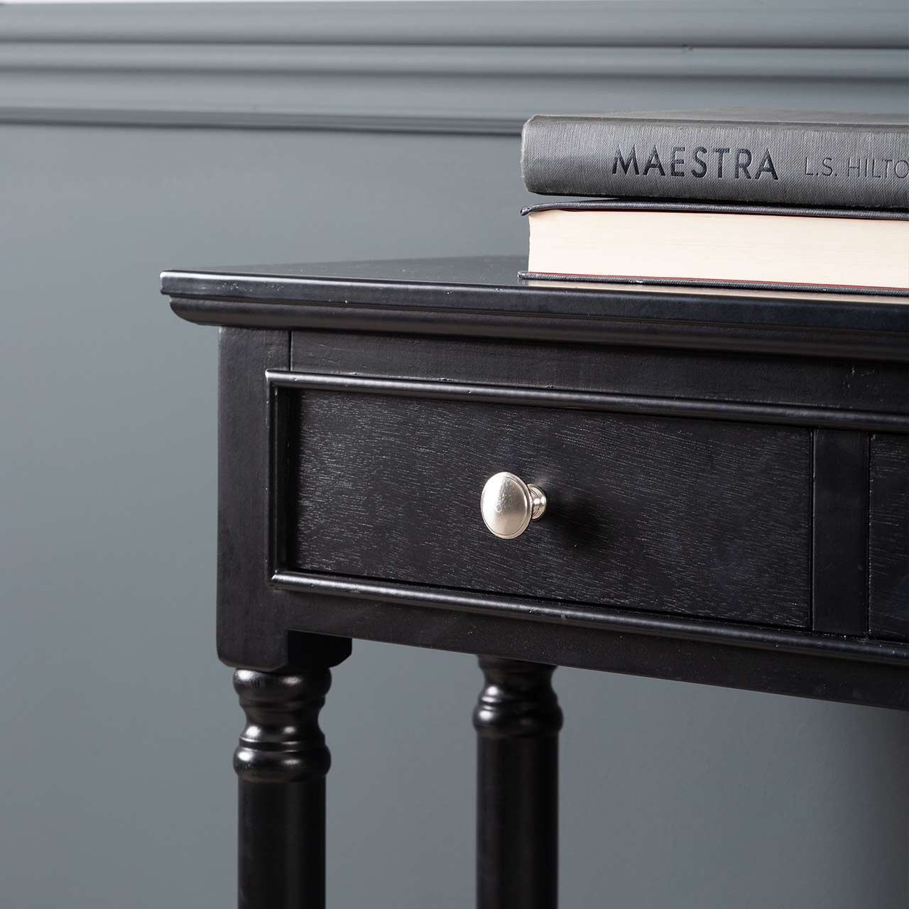 Delta Medium 3 Drawer Console Table Black - Ball Handle-Dsp