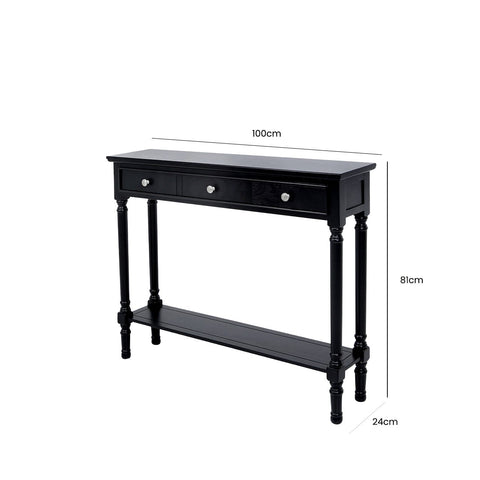Delta Medium 3 Drawer Console Table Black - Ball Handle-Dsp