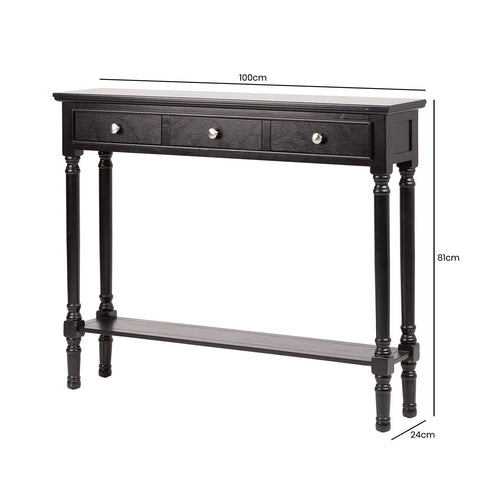 Delta Medium 3 Drawer Console Table Black - Ball Handle-Dsp