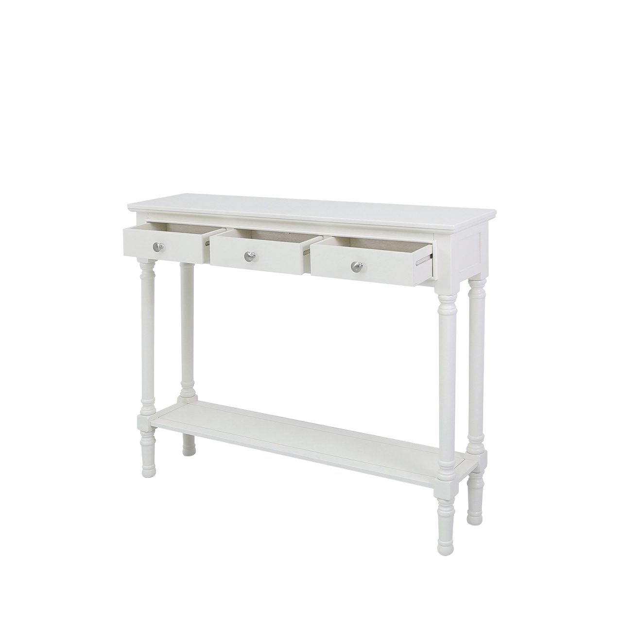 Delta Medium 3 Drawer Console Table White - Ball Handle