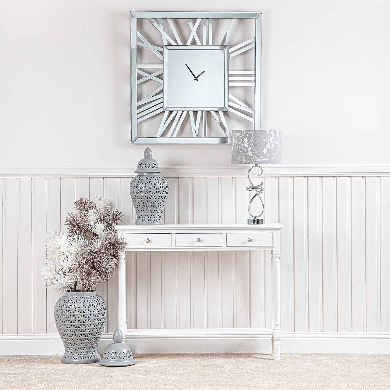 Delta Medium 3 Drawer Console Table White - Ball Handle