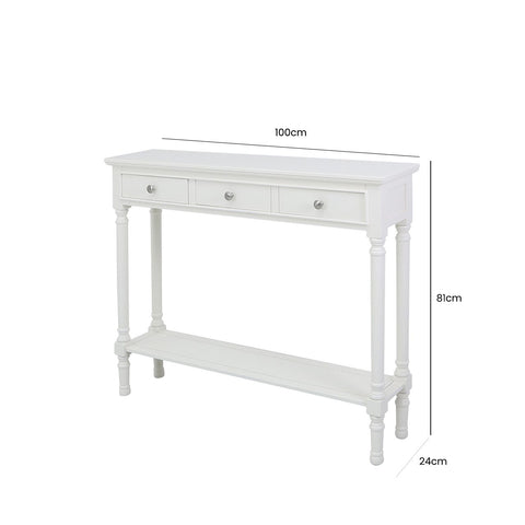 Delta Medium 3 Drawer Console Table White - Ball Handle