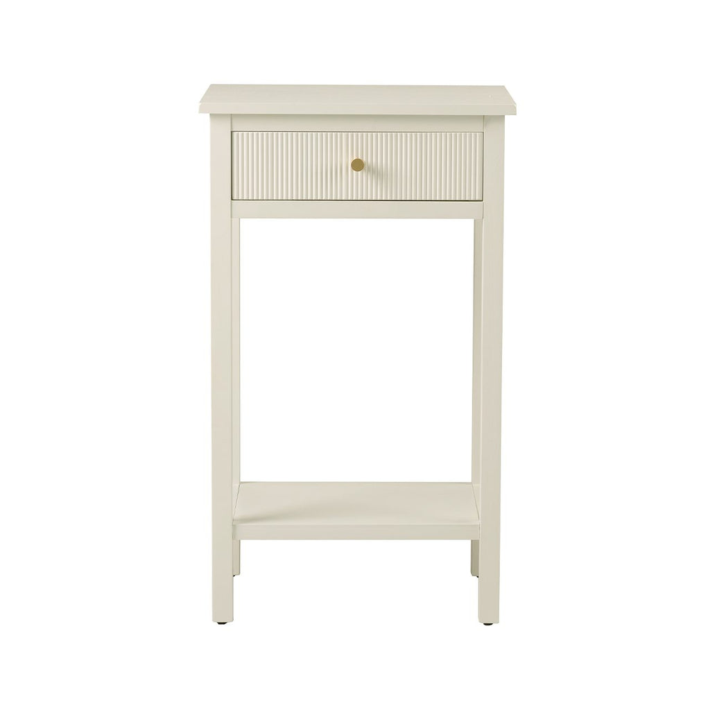 Lindon 1 Drawer End Table White - Kd With Gold Handles