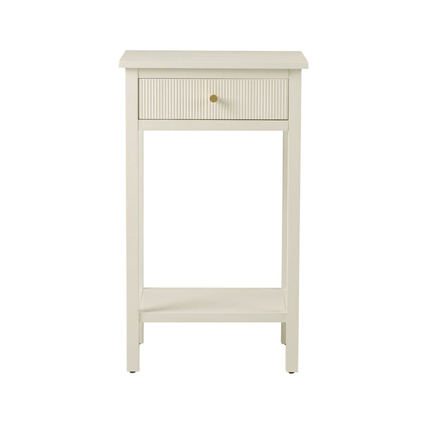 Lindon 1 Drawer End Table White - Kd With Gold Handles