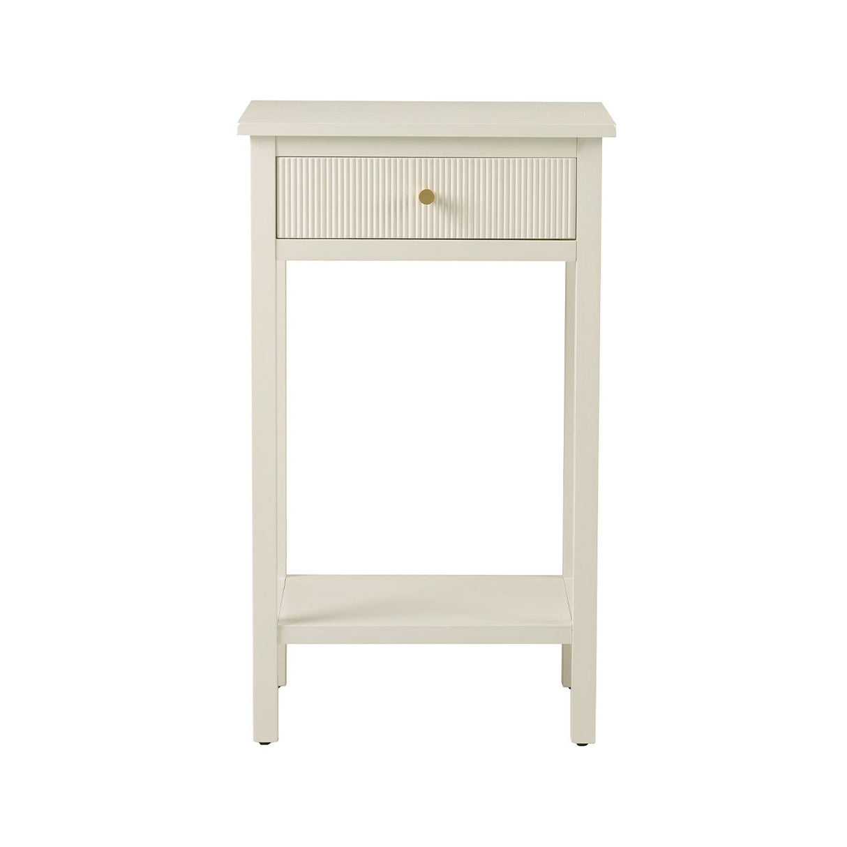 Lindon 1 Drawer End Table White - Kd With Gold Handles