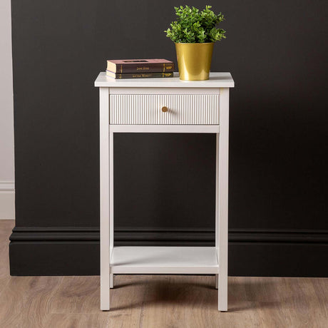 Lindon 1 Drawer End Table White - Kd With Gold Handles