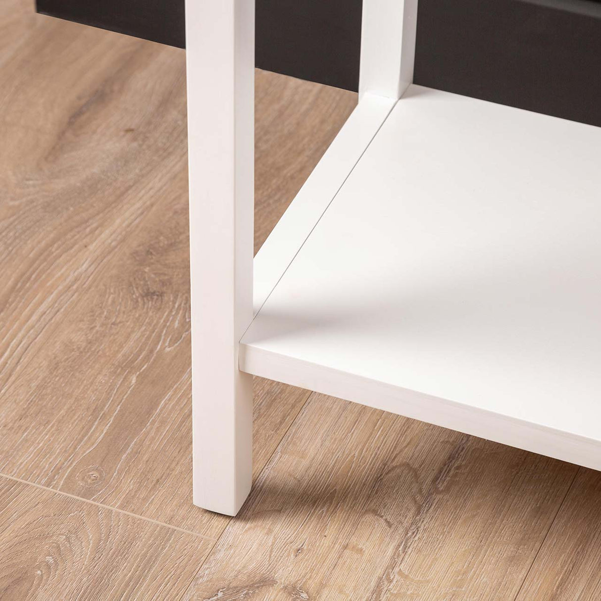 Lindon 1 Drawer End Table White - Kd With Gold Handles