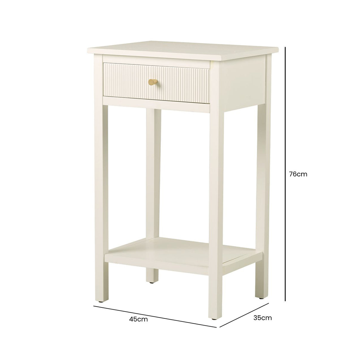 Lindon 1 Drawer End Table White - Kd With Gold Handles