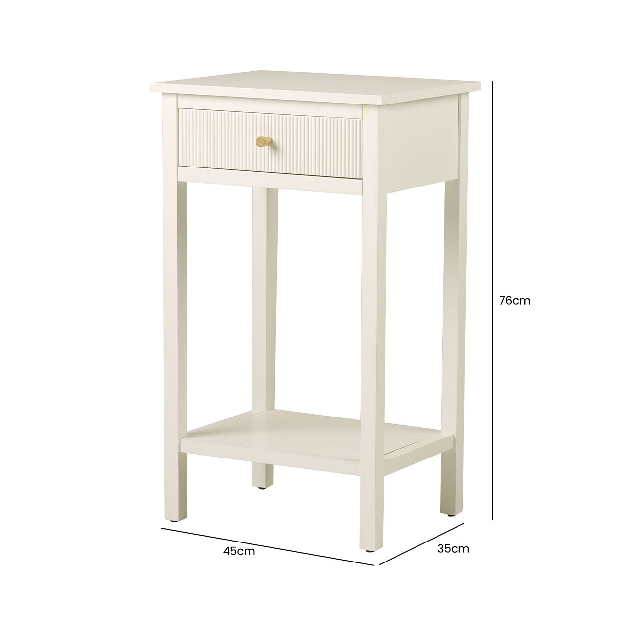 Lindon 1 Drawer End Table White - Kd With Gold Handles