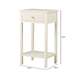 Lindon 1 Drawer End Table White - Kd With Gold Handles