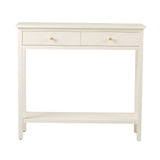Lindon 2 Drawer Console Table White - Kd With Gold Handles