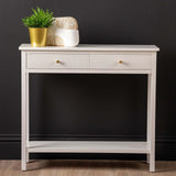 Lindon 2 Drawer Console Table White - Kd With Gold Handles
