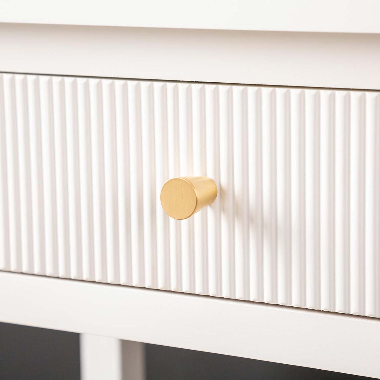 Lindon 2 Drawer Console Table White - Kd With Gold Handles