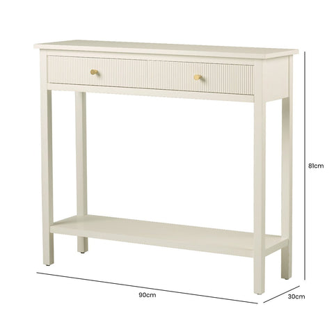 Lindon 2 Drawer Console Table White - Kd With Gold Handles