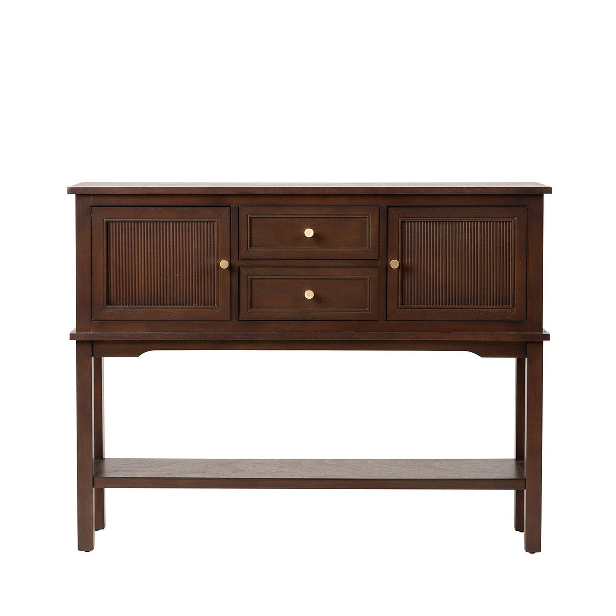 Lindon 2 Door 2 Drawer Sideboard Walnut Brown- Kd With Gold Handles