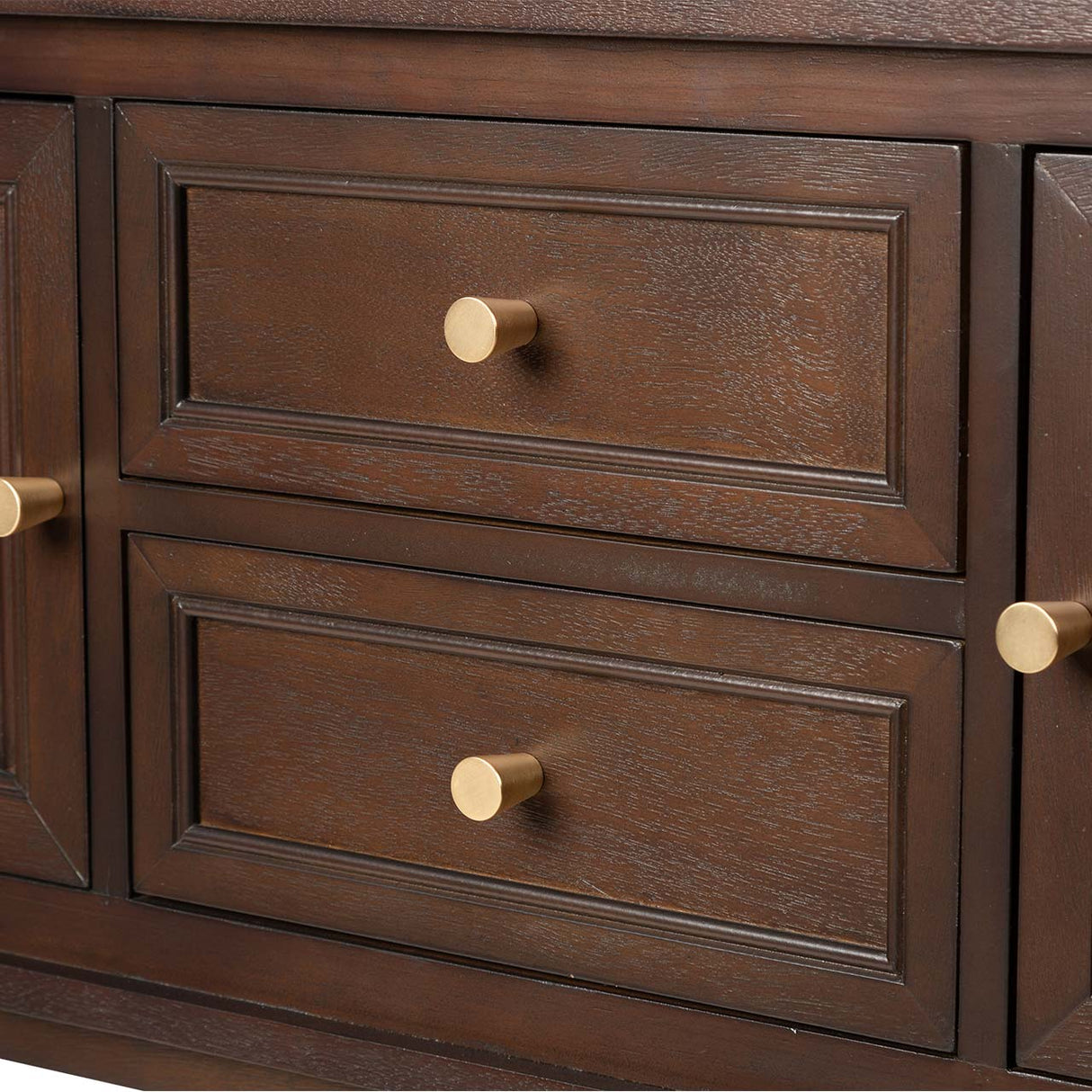 Lindon 2 Door 2 Drawer Sideboard Walnut Brown- Kd With Gold Handles