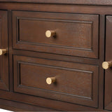 Lindon 2 Door 2 Drawer Sideboard Walnut Brown- Kd With Gold Handles